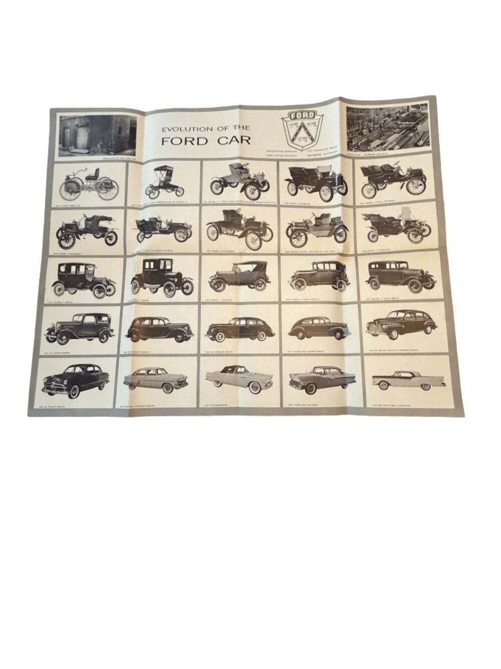 Vintage Ford Motor Company Evolution of the Ford Car Poster Dealer Showroom Disp